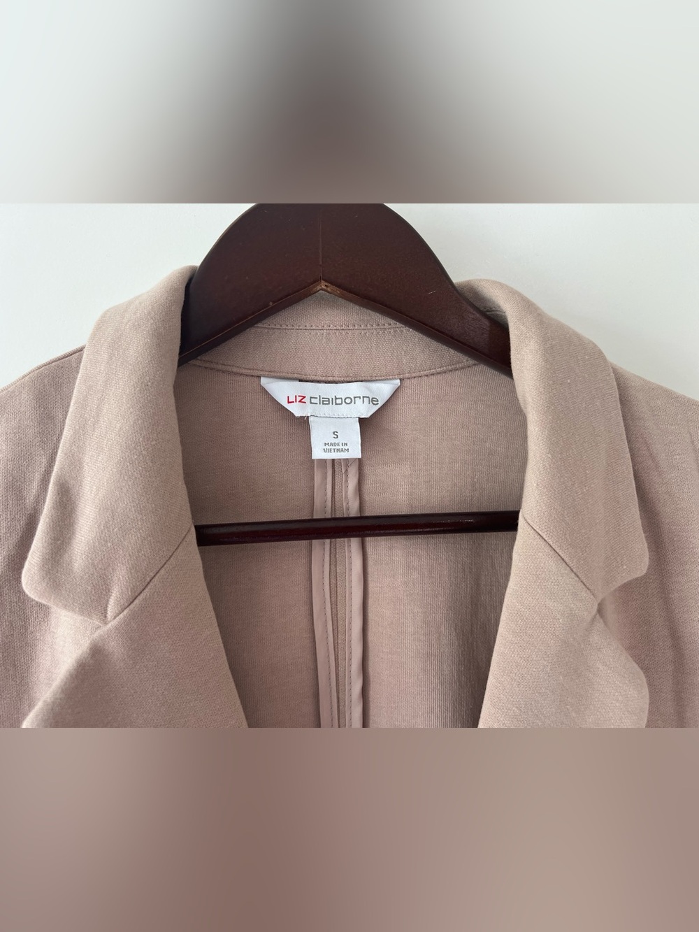 Liz Claiborne Beige Blazer Adjustable Waist Drawstring & Patch Pockets Small - Picture 5 of 8